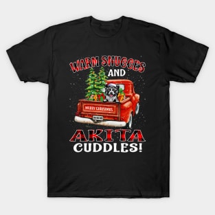 Warm Snuggles And Akita Cuddles Ugly Christmas Sweater T-Shirt